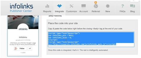 infolinks dashboard