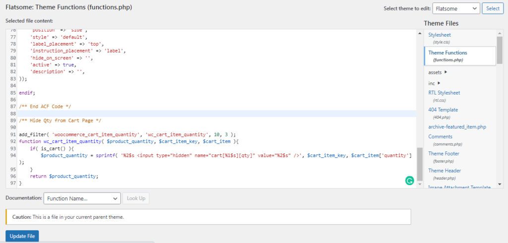 Edit Function file