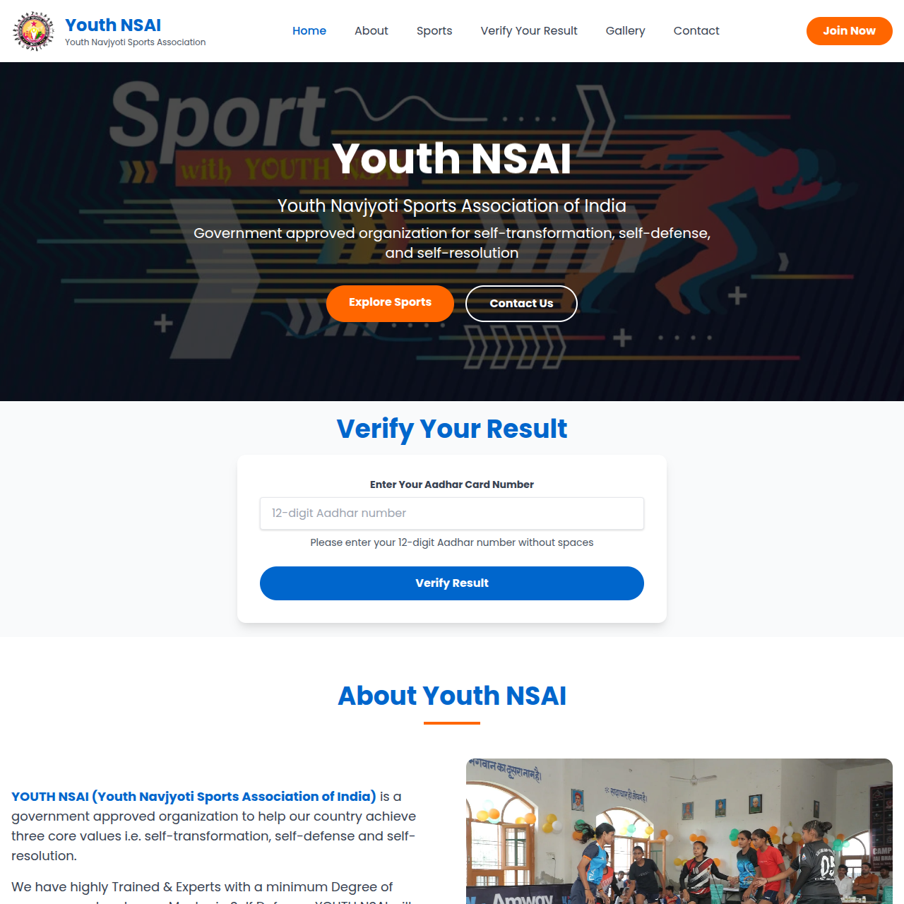 Youth NSAI Sports Federation Website Preview