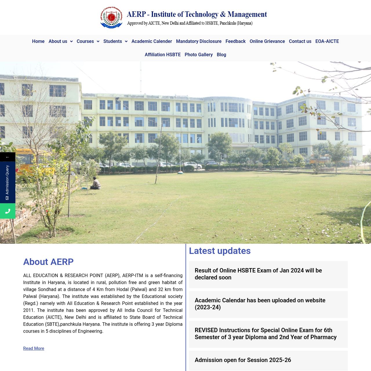 AERP - Institute of Technology & management Website Preview