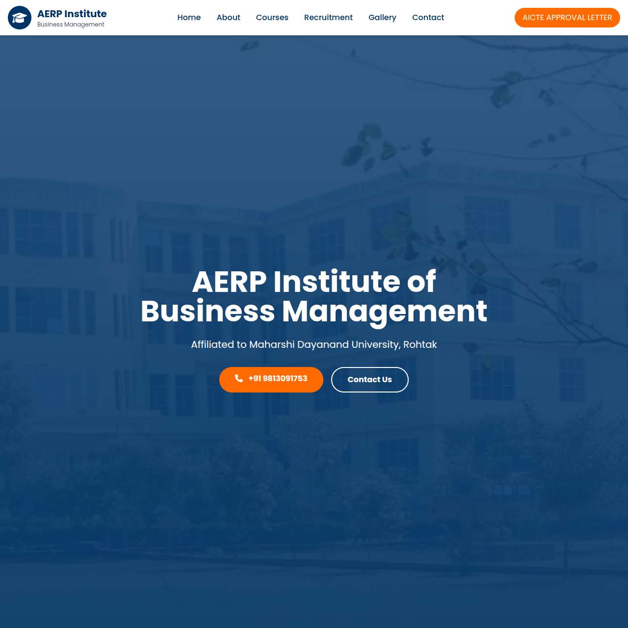 AERP Institute of Business Management Website Preview