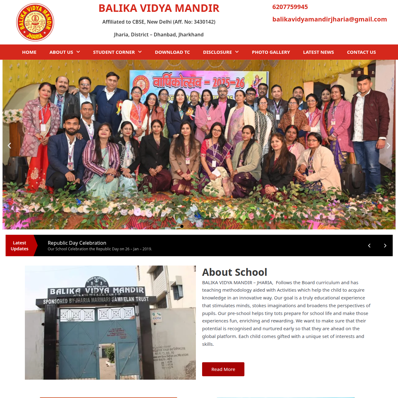 Balika Vidya Mandir, Jharkhand Website Preview
