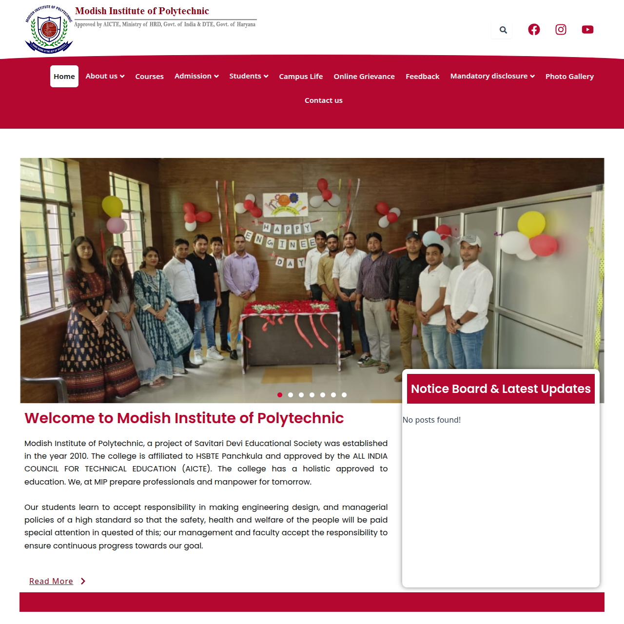 Modish Institute of Polytechnic Website Preview