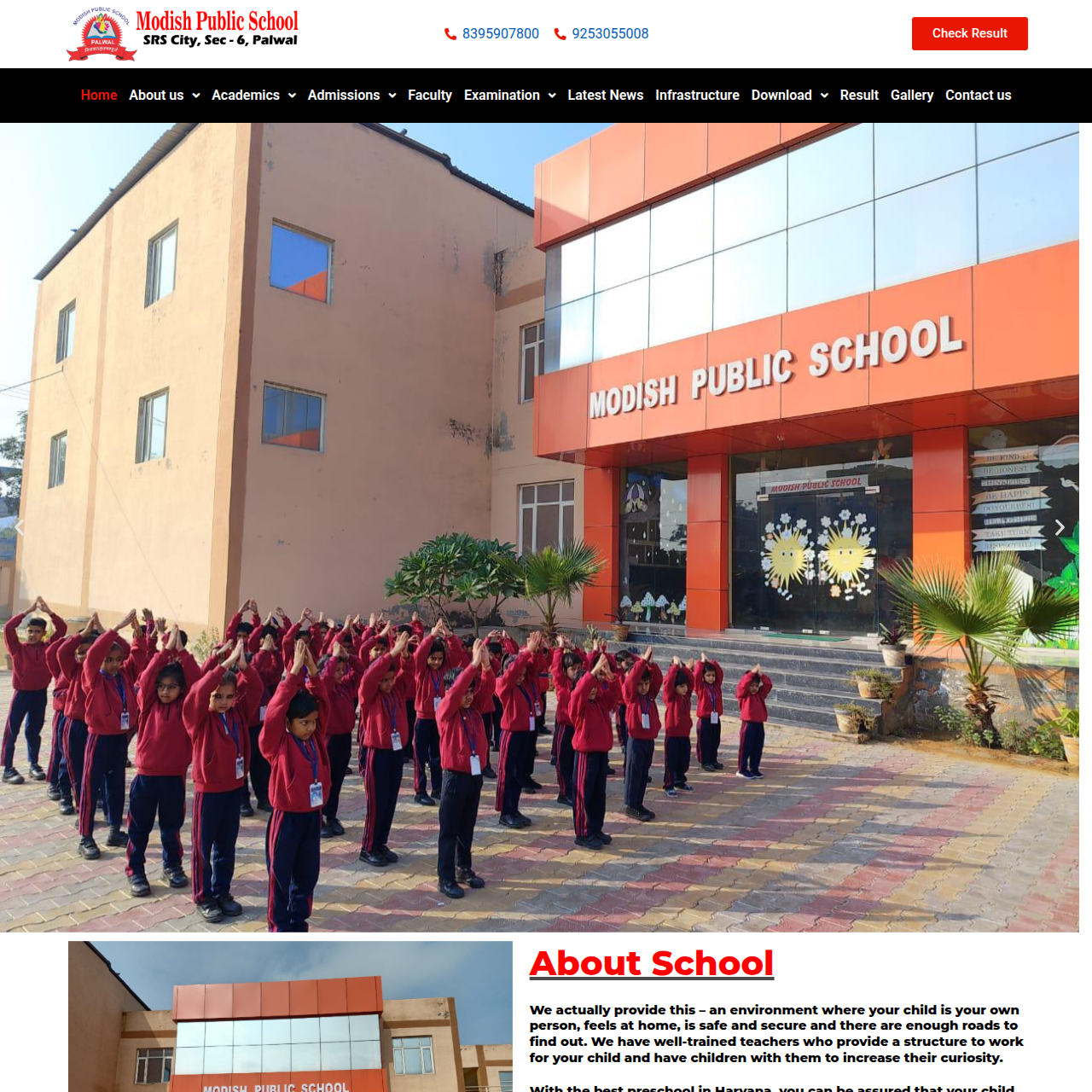 Modish Public School, Palwal Website Preview