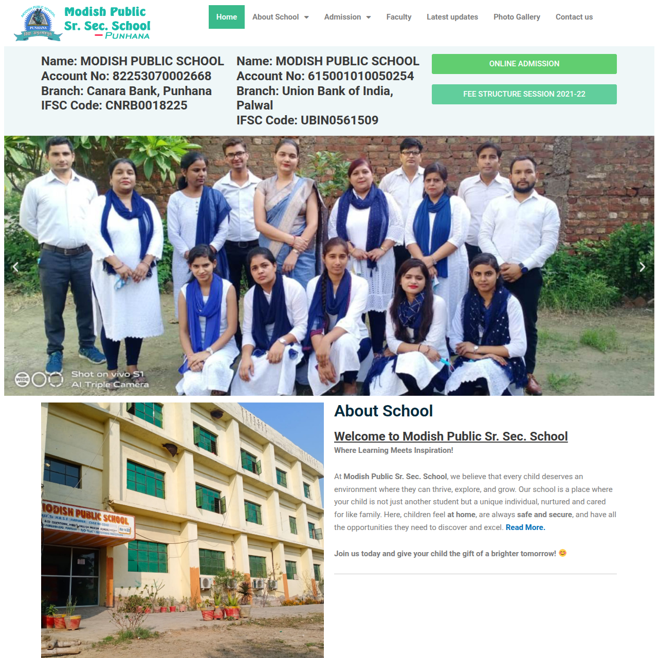 Modish Public School, Punhana Website Preview
