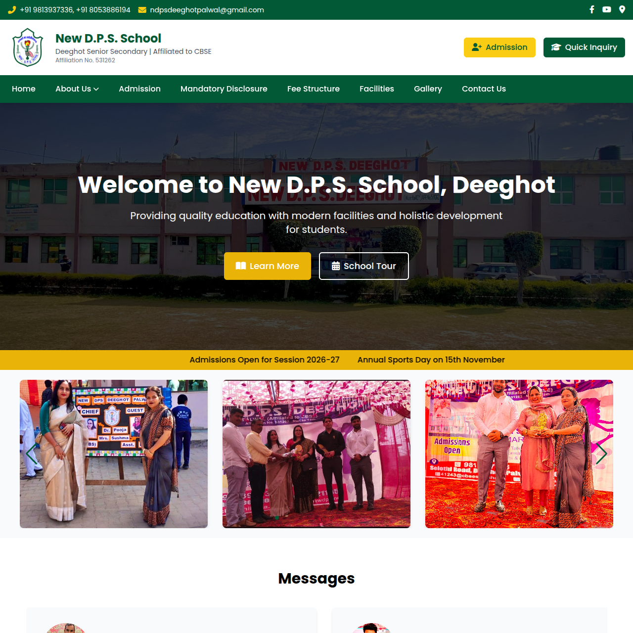 New D.P.S. School, Deeghot Website Preview