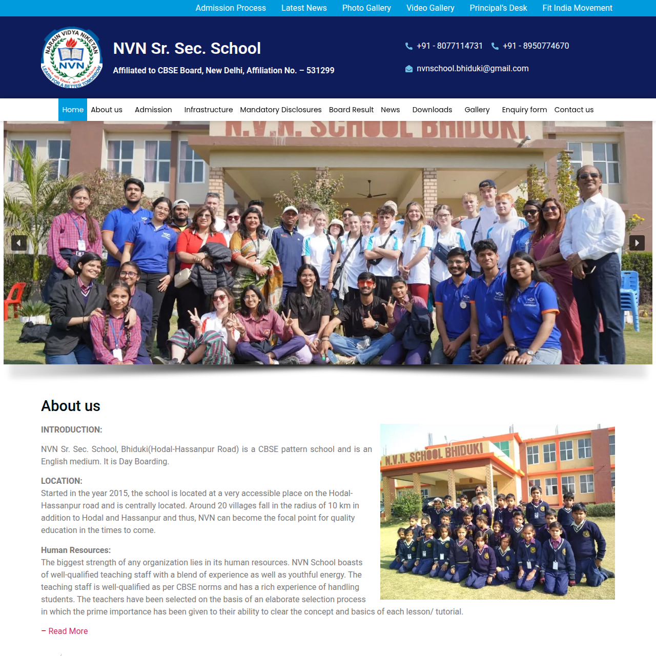 NVN Senior Secondary School Website Preview