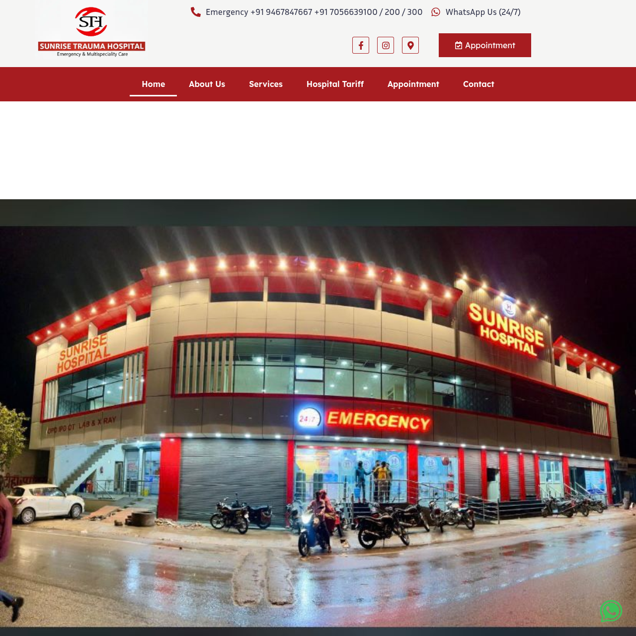 Sunrise Trauma & Multi-Specialty Hospital Website Preview
